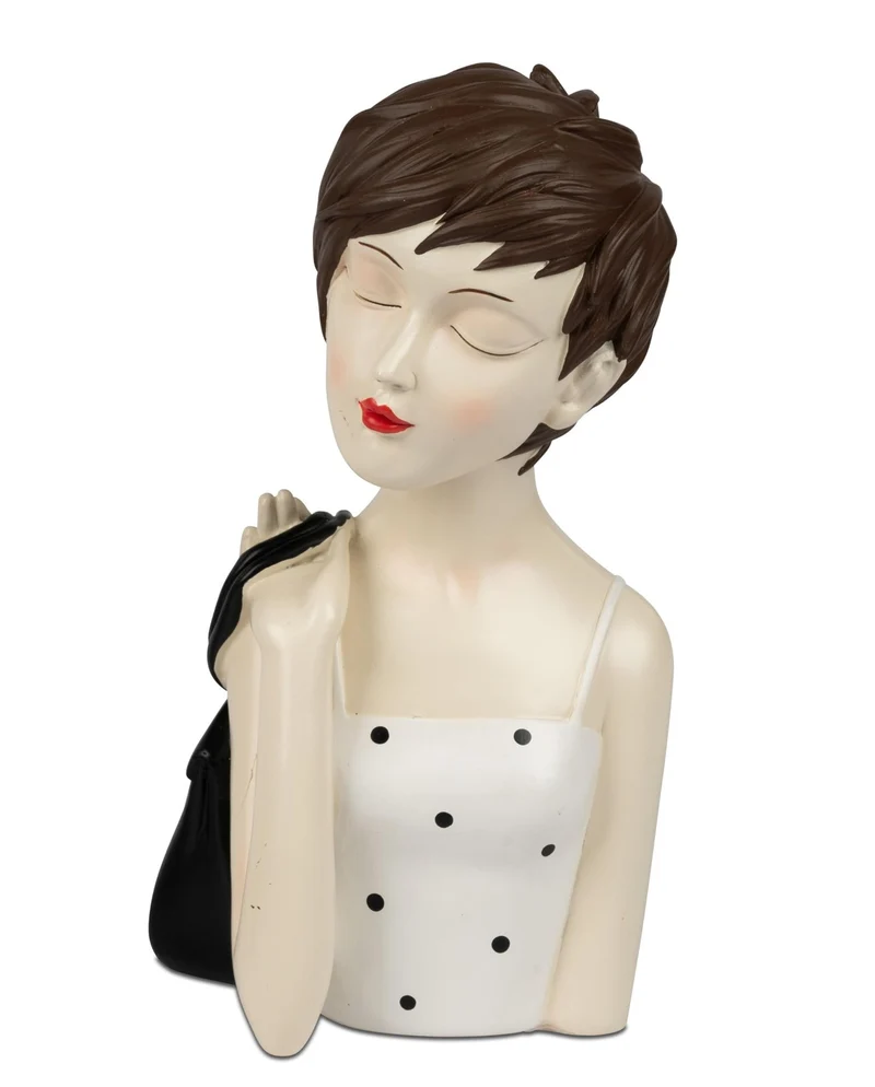 Deko-Büste Dame mit Tasche H: 28cm