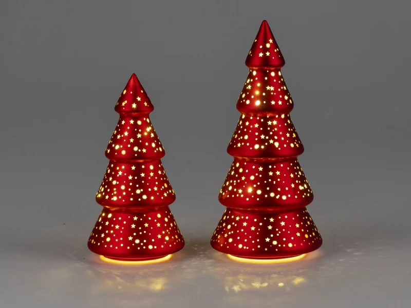 LED Deko-Baum Rot H: 25cm mit Timer
