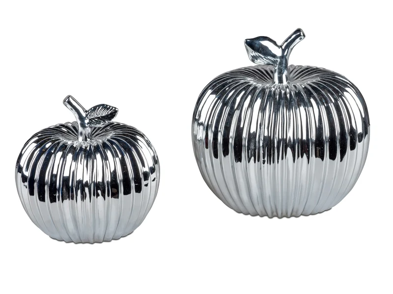 Formano 2er Set Deko Apfel Silber Ø 15 und 18 cm