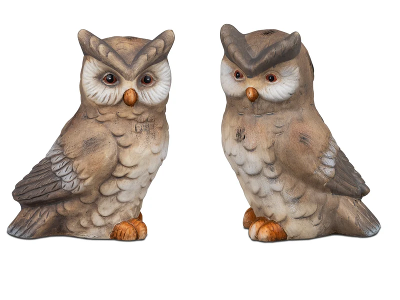 2er Set Deko-Figuren Eulen HERBSTZEIT H. 17cm