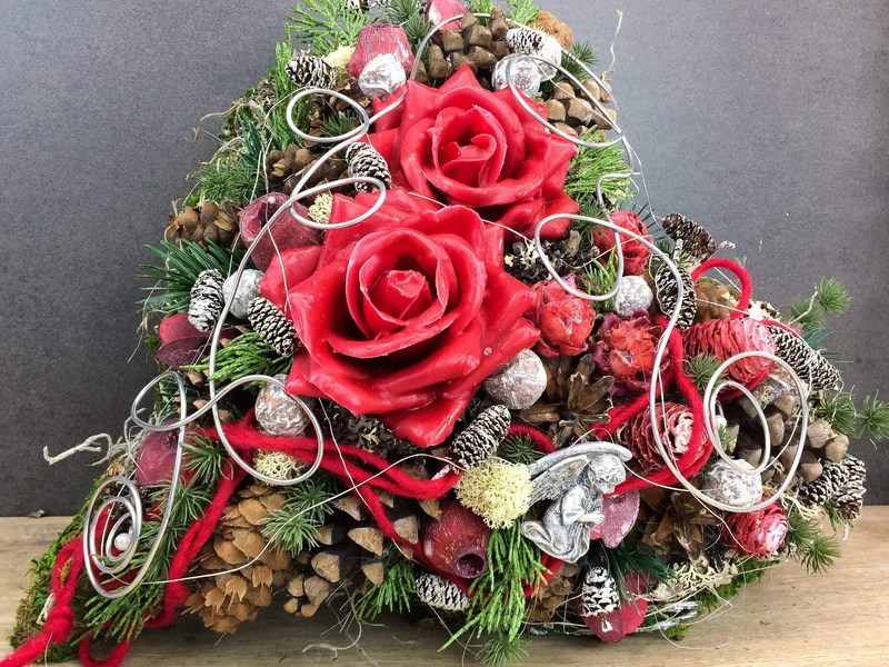 Grabherz Wachsrose Seidenblumen – langlebiger Grabschmuck