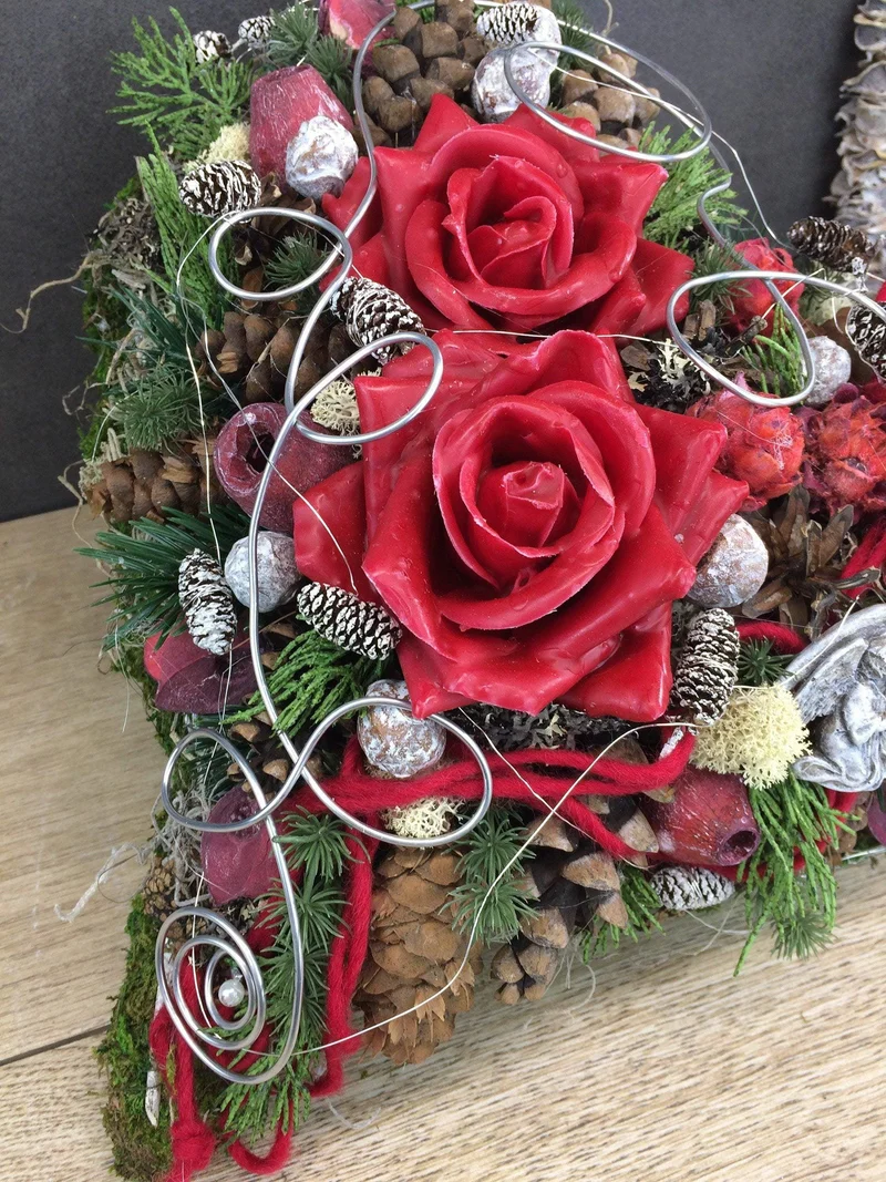 Grabherz Wachsrose Seidenblumen – langlebiger Grabschmuck