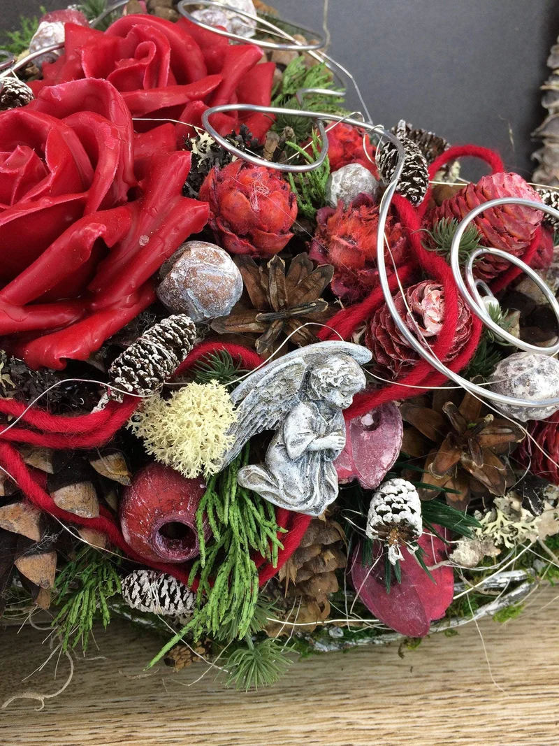 Grabherz Wachsrose Seidenblumen – langlebiger Grabschmuck