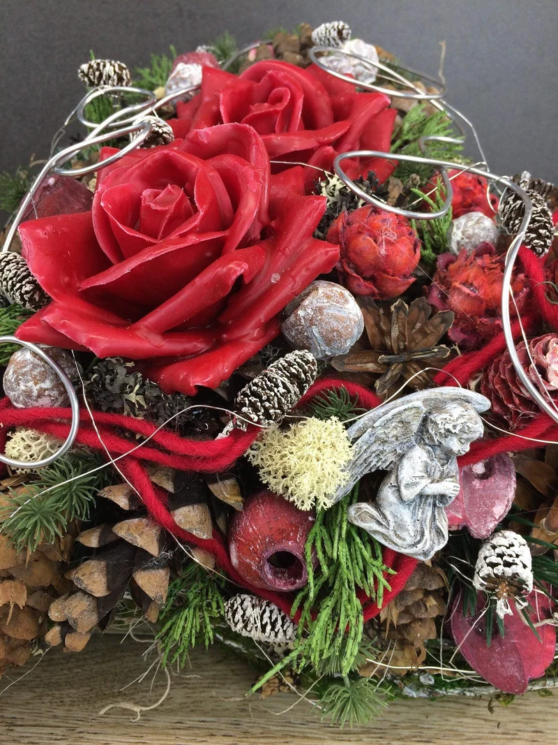 Grabherz Wachsrose Seidenblumen – langlebiger Grabschmuck