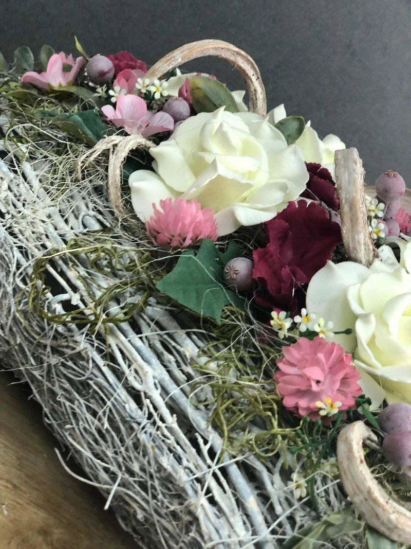 Grabdekoration Herz Rose – Seidenblumen langlebig – für Außenbereich