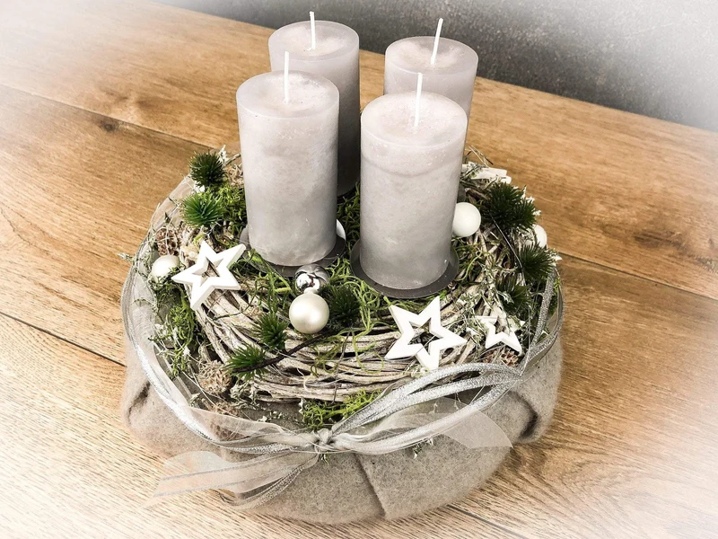 Adventskranz modern rund – handgefertigt mehrjährig festlich