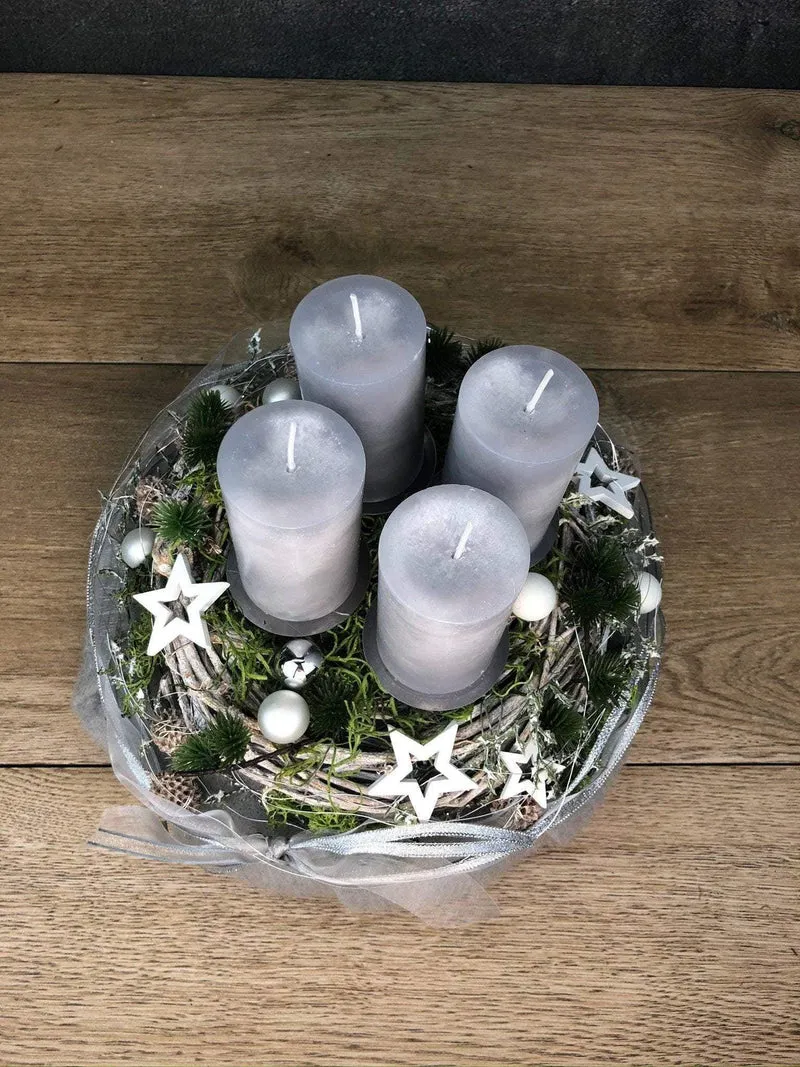 Adventskranz modern rund – handgefertigt mehrjährig festlich