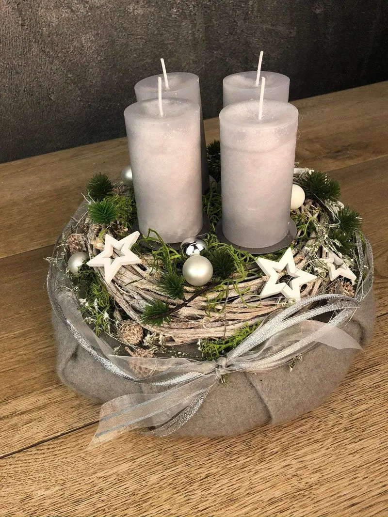 Adventskranz modern rund – handgefertigt mehrjährig festlich
