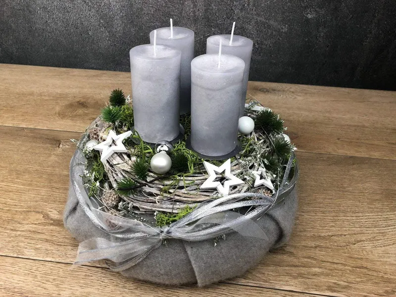 Adventskranz modern rund – handgefertigt mehrjährig festlich