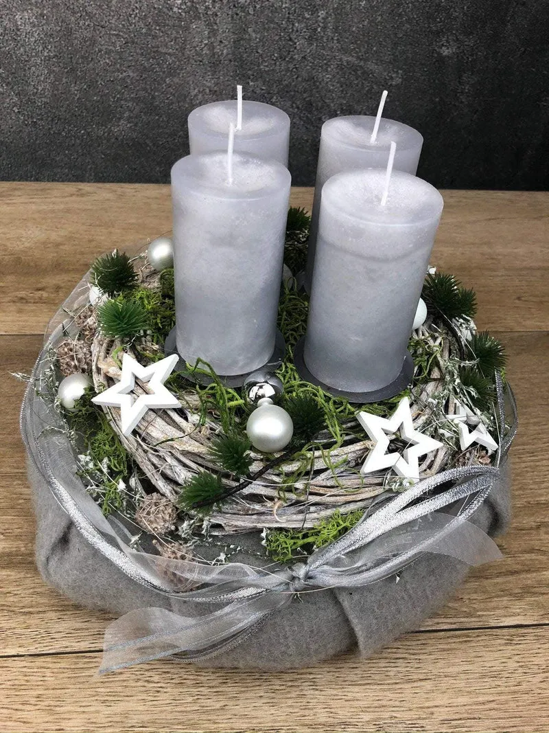 Adventskranz modern rund – handgefertigt mehrjährig festlich
