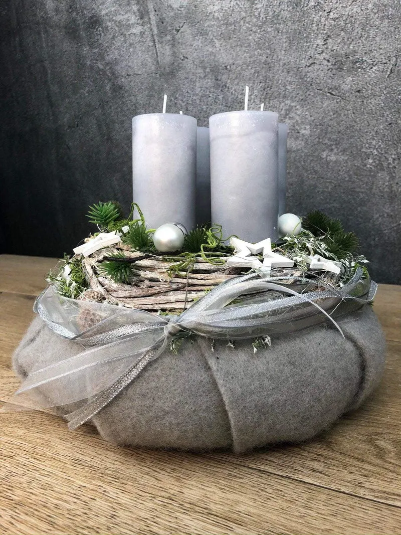 Adventskranz modern rund – handgefertigt mehrjährig festlich
