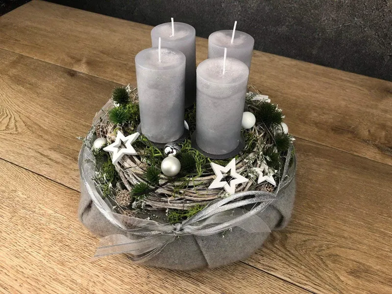 Adventskranz modern rund – handgefertigt mehrjährig festlich