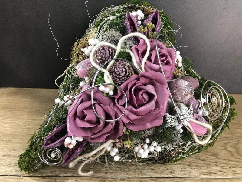 Grabherz Rose Seidenblumen – langlebiger Grabschmuck