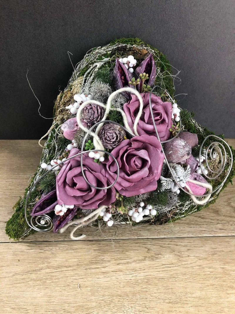Grabherz Rose Seidenblumen – langlebiger Grabschmuck
