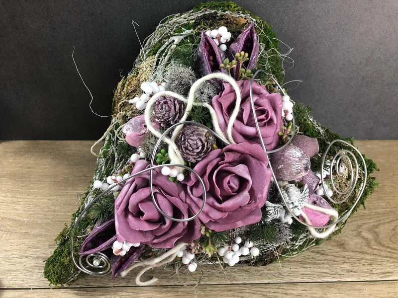 Grabherz Rose Seidenblumen – langlebiger Grabschmuck
