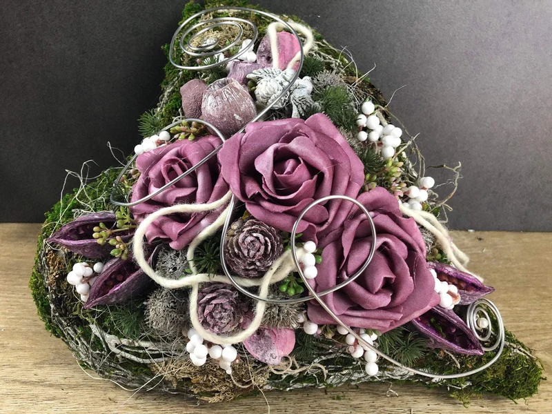 Grabherz Rose Seidenblumen – langlebiger Grabschmuck