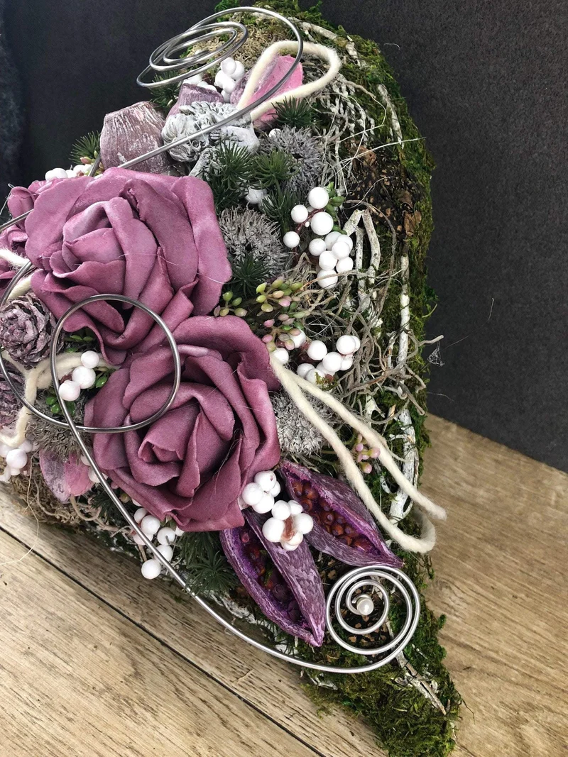 Grabherz Rose Seidenblumen – langlebiger Grabschmuck