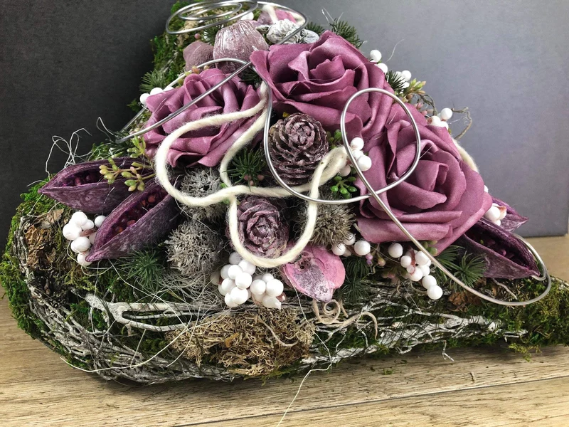 Grabherz Rose Seidenblumen – langlebiger Grabschmuck