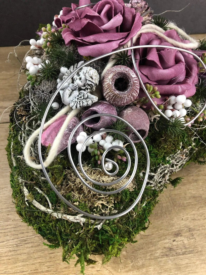 Grabherz Rose Seidenblumen – langlebiger Grabschmuck