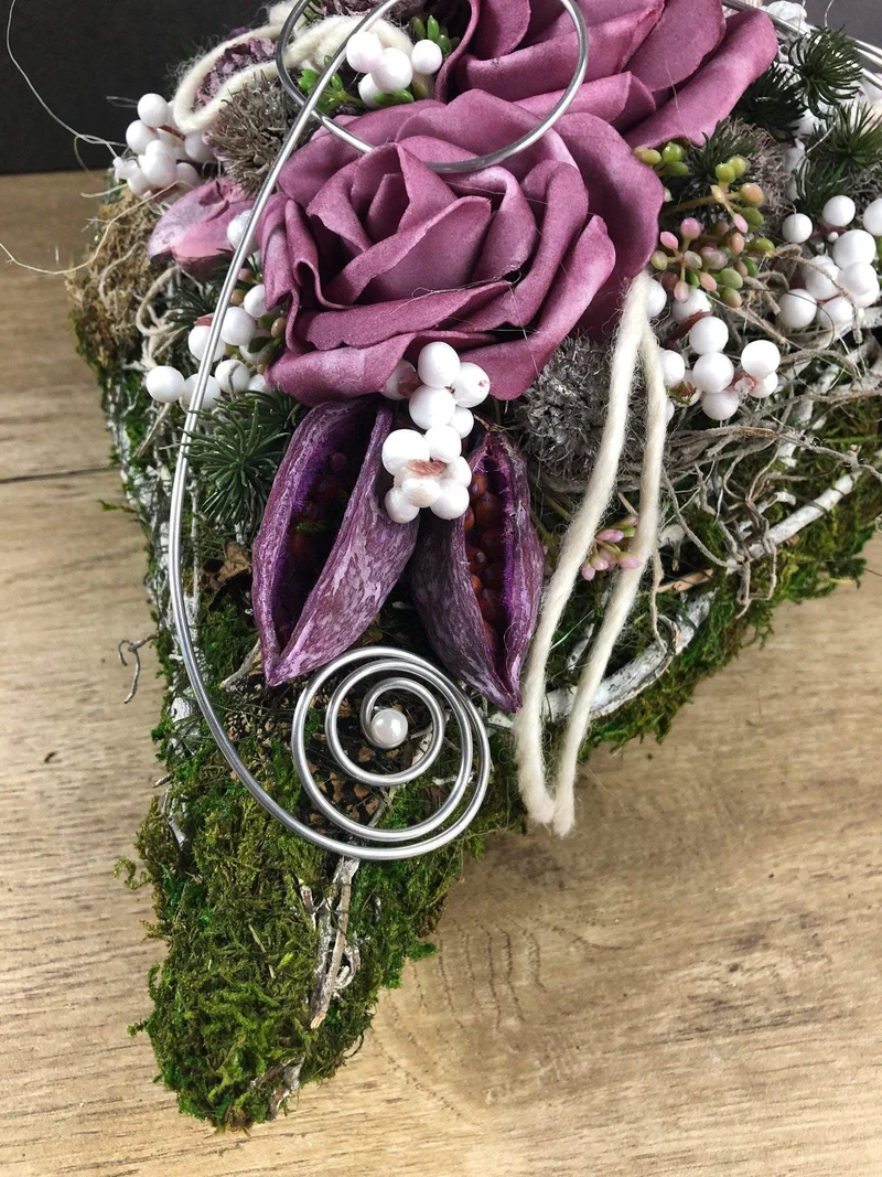 Grabherz Rose Seidenblumen – langlebiger Grabschmuck