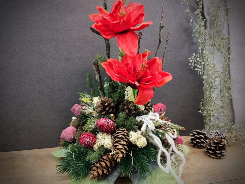 Grabschmuck Amaryllis Seidenblumen – würdevoll & langlebig