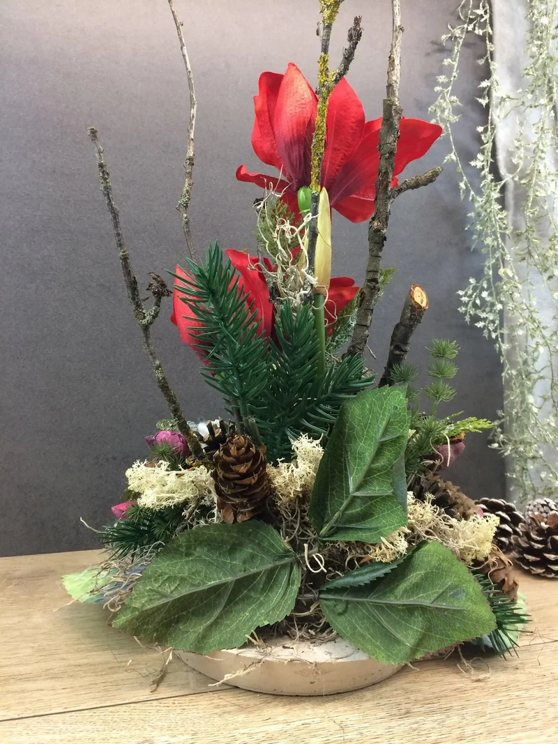 Grabschmuck Amaryllis Seidenblumen – würdevoll & langlebig