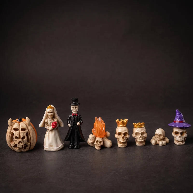 Skeleton Wedding - 8 pcs - Halloween Miniature figurines - ↑ 2-4 cm