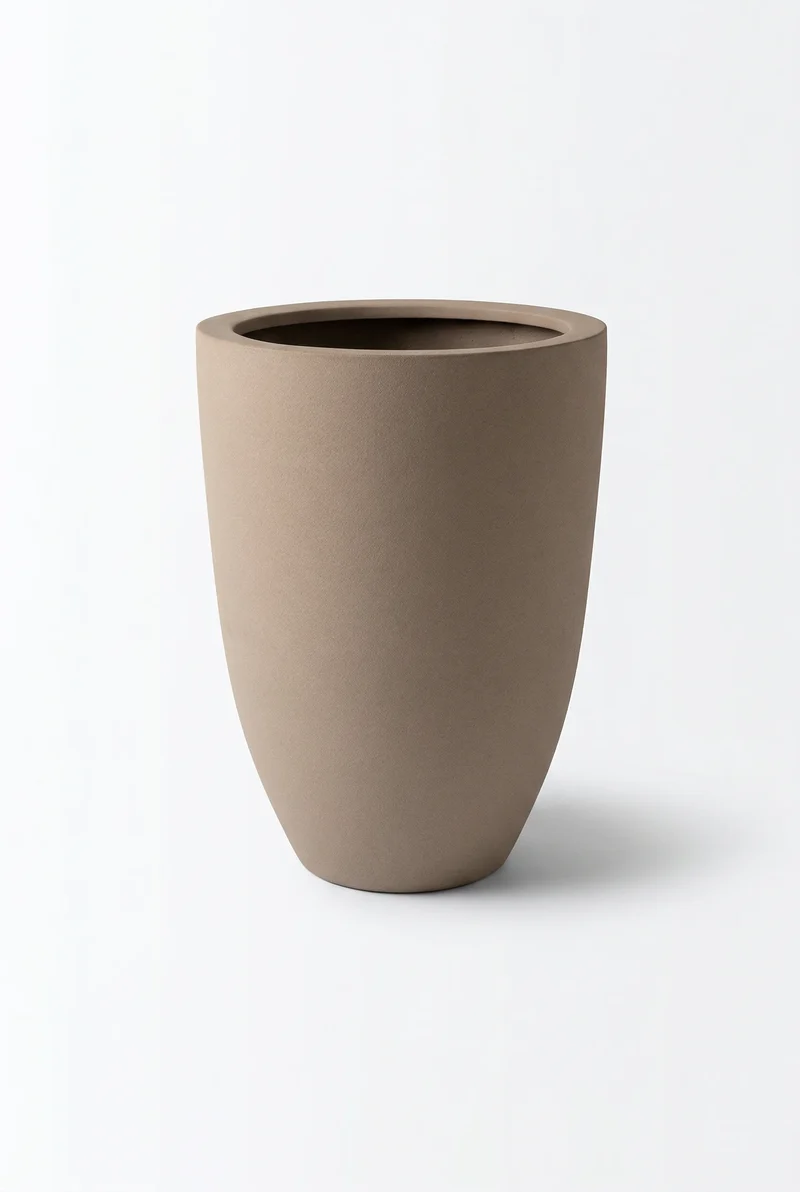 Hoher Pflanzkübel Ben Taupe aus Fiberstone