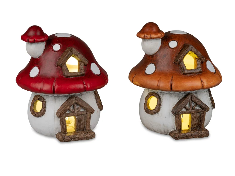 LED Deko- Objekt Pilzhaus H: 18cm 2er Set