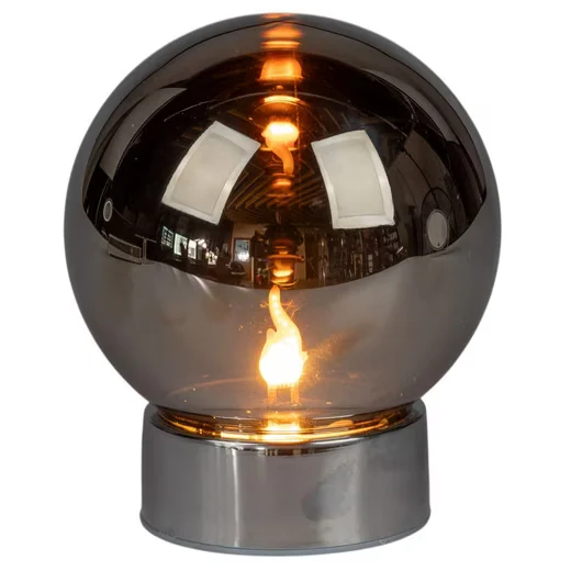 LED Dekolicht LED Deko-Kugel Magic Flame Silber Glas 15 cm Timer Flammeneffekt