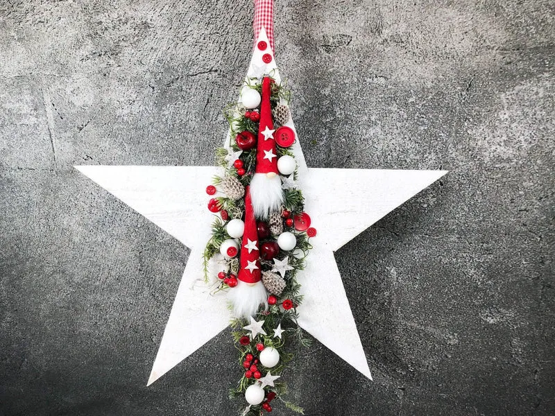 Fensterschmuck Stern 40cm mit Wichtel – Weihnachtsdeko LED Wunschfarbe