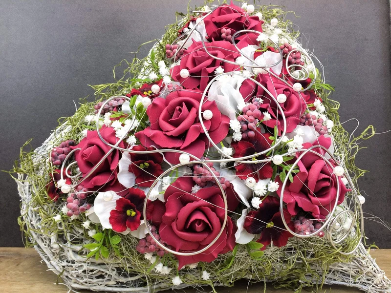 Grabherz Hortensie Seidenblumen – langlebiger Grabschmuck