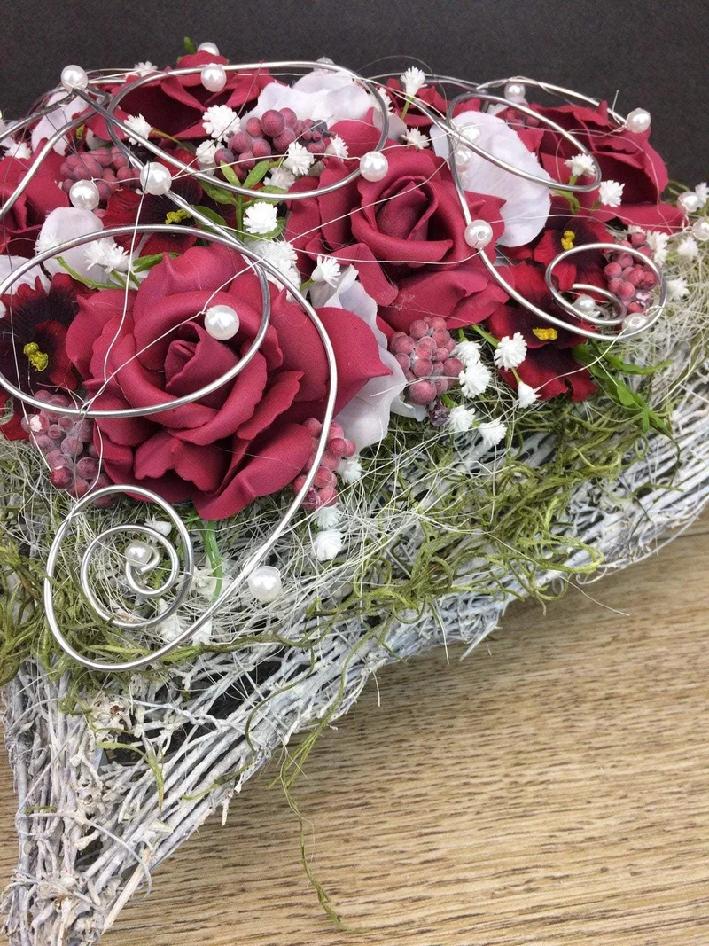 Grabherz Hortensie Seidenblumen – langlebiger Grabschmuck
