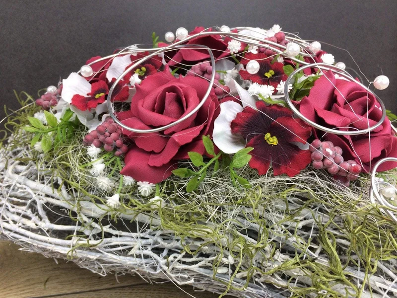 Grabherz Hortensie Seidenblumen – langlebiger Grabschmuck