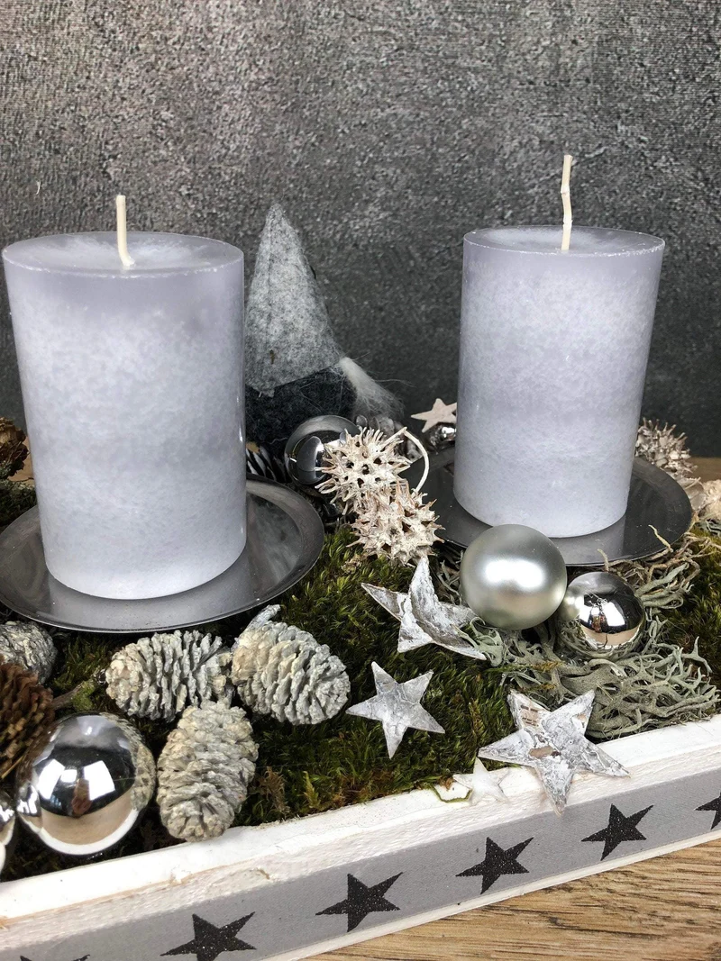 Adventsgesteck länglich Wichtel Tablett – mehrjährig Advent