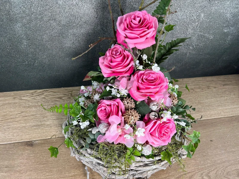 Grabgesteck Hortensie – Grabschmuck Seidenblumen langlebig