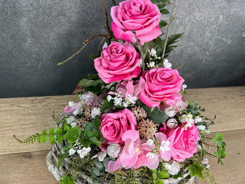 Grabgesteck Hortensie – Grabschmuck Seidenblumen langlebig