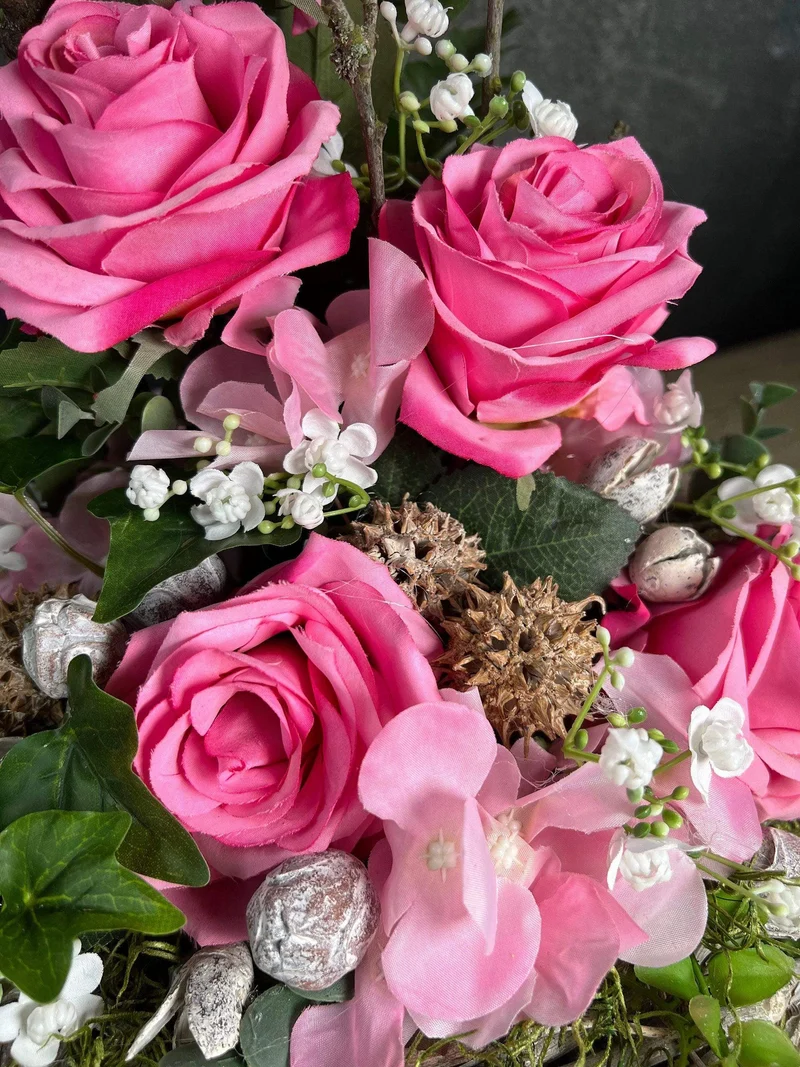 Grabgesteck Hortensie – Grabschmuck Seidenblumen langlebig