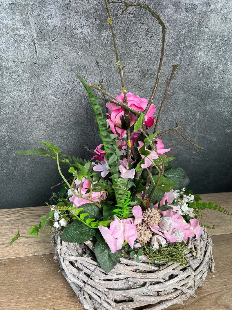 Grabgesteck Hortensie – Grabschmuck Seidenblumen langlebig