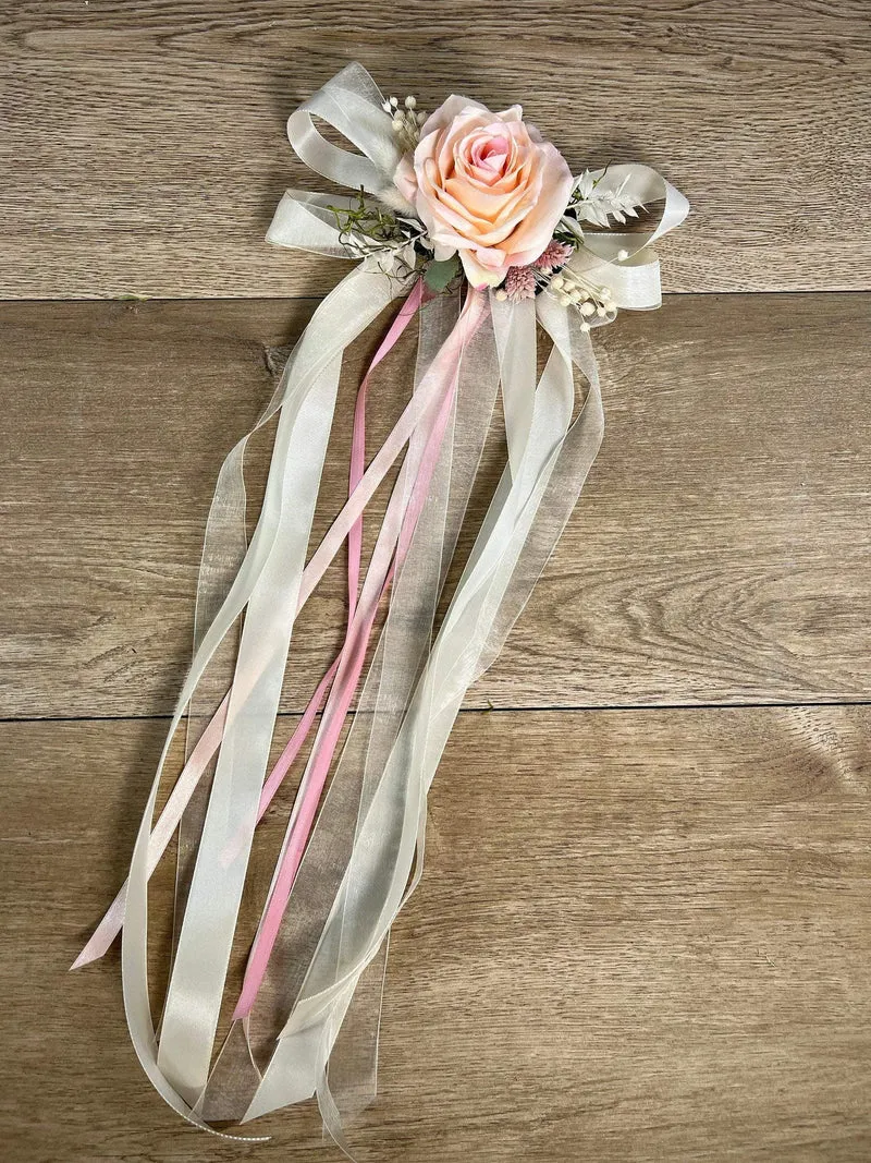 Seidenblumen Hochzeit Autoschmuck 3er Set – Brautauto Deko
