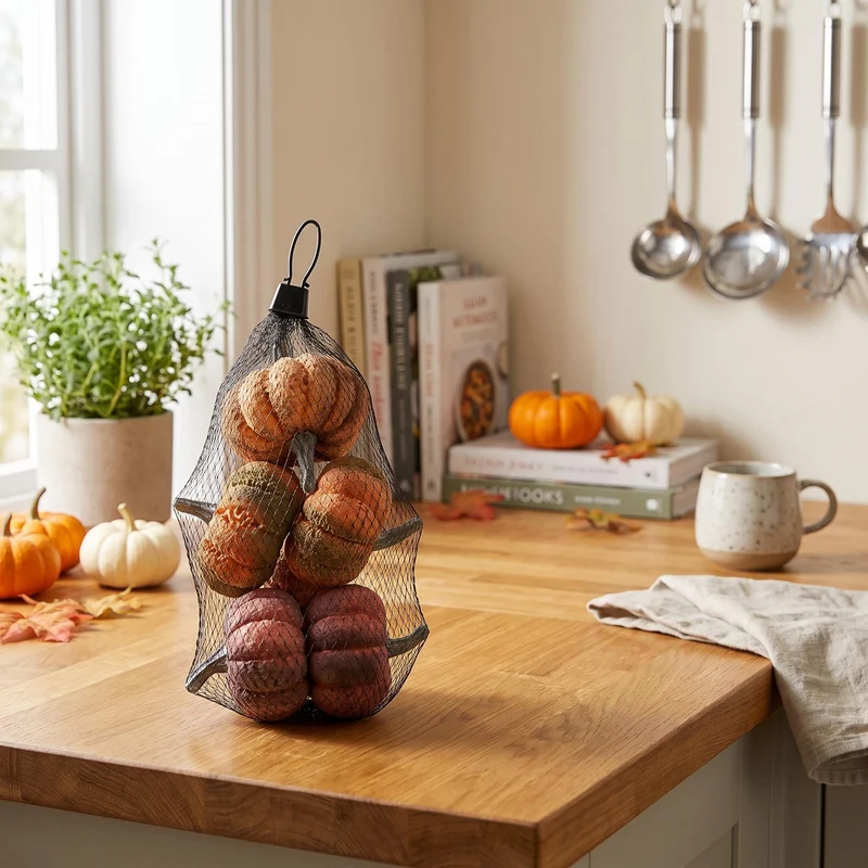 Pumpkin Pepita 6 pcs - Ø 6 cm ↑ 6 cm - Artificial foam