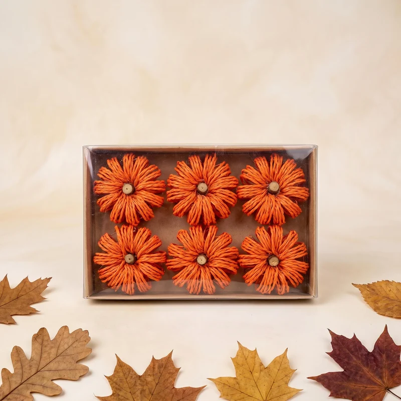 Pumpkin orange - Ø 4 cm - 6 pcs - Natuteral material