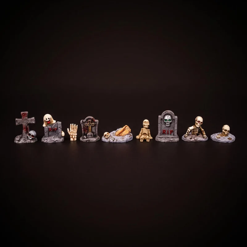 The Haunted Cemetery - 9 pcs - Miniature figurines - ↑ 1-3,5 cm
