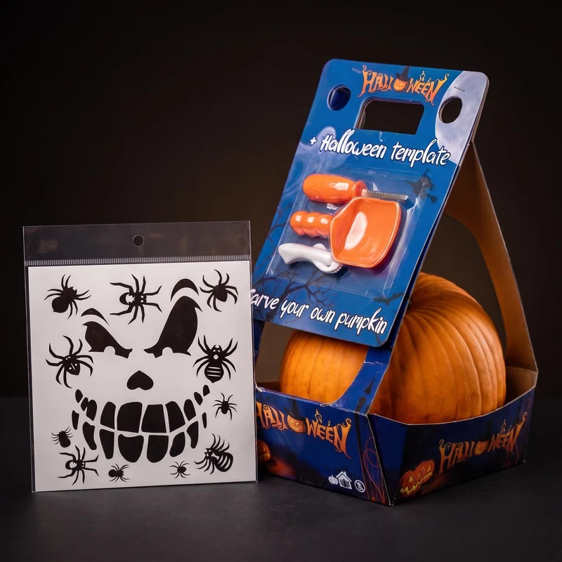 Halloween Pumpkin Carving Kit - Real Pumpkin Included - Ø 20cm