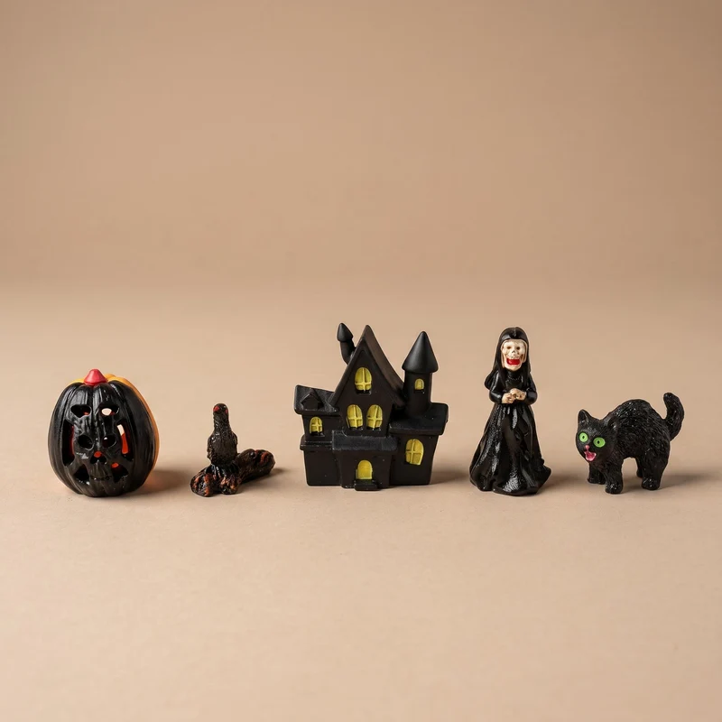 Trick or Treat Village - 5 pcs - Halloween Miniatures ↑ 2-4 cm