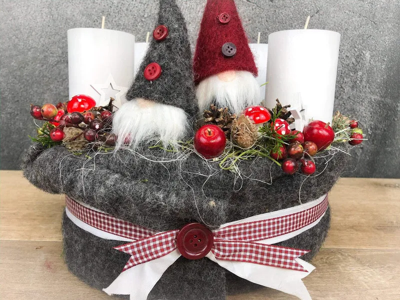 Adventskranz rund stilvoll – mehrjährig handgefertigt mit Tanne