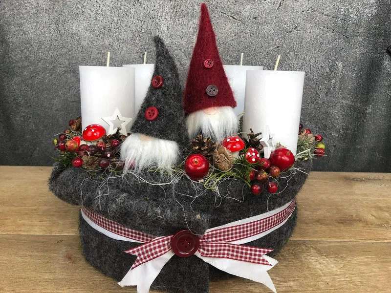 Adventskranz rund stilvoll – mehrjährig handgefertigt mit Tanne