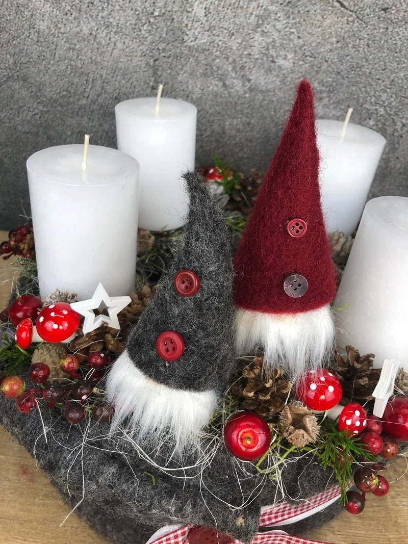 Adventskranz rund stilvoll – mehrjährig handgefertigt mit Tanne