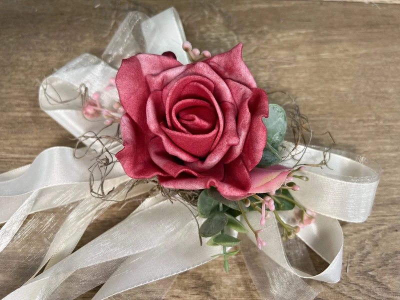Brautauto Deko Set 3-teilig Hochzeit – Eukalyptus Seidenblumen handgef