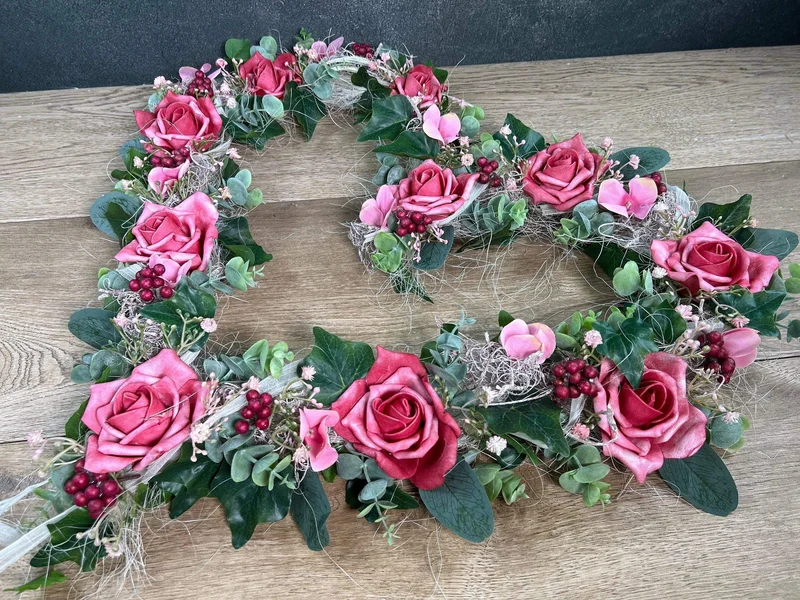 Brautauto Deko Set 3-teilig Hochzeit – Eukalyptus Seidenblumen handgef